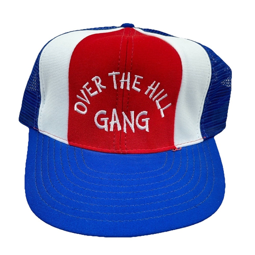 Vintage Over The Hill Gang‎ Trucker Hat Cap Made In USA 80s SnapBack Funny Joke